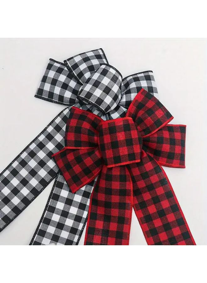 3pcs Assorted Color Checkered Fabric Bows For Holiday Decoration Christmas Halloween Thanksgiving - Image 4